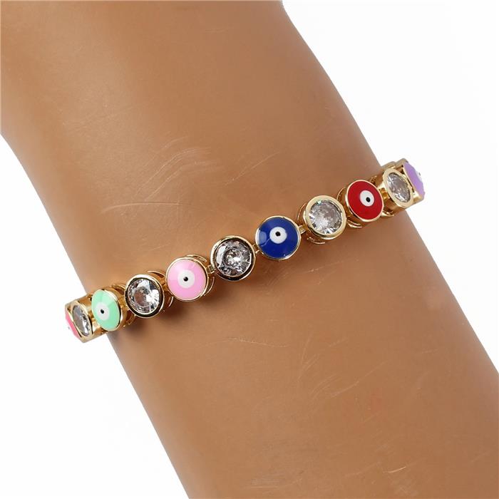 Cubic Zirconia Slide Evil Eye Bracelet