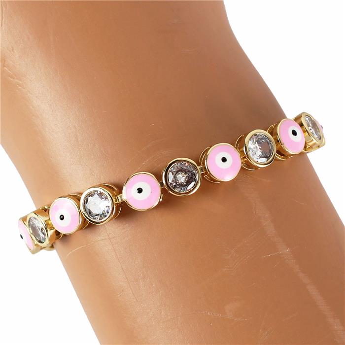 Cubic Zirconia Slide Evil Eye Bracelet