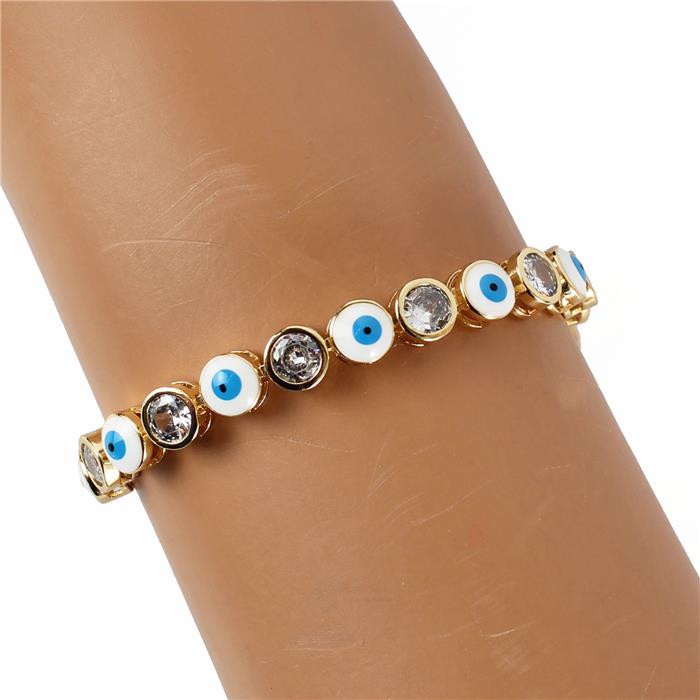 Cubic Zirconia Slide Evil Eye Bracelet