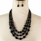 Crystal Beads 3 Layerd Necklace Set