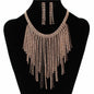 Rhinestones Fringed Necklace Set