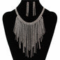 Rhinestones Fringed Necklace Set