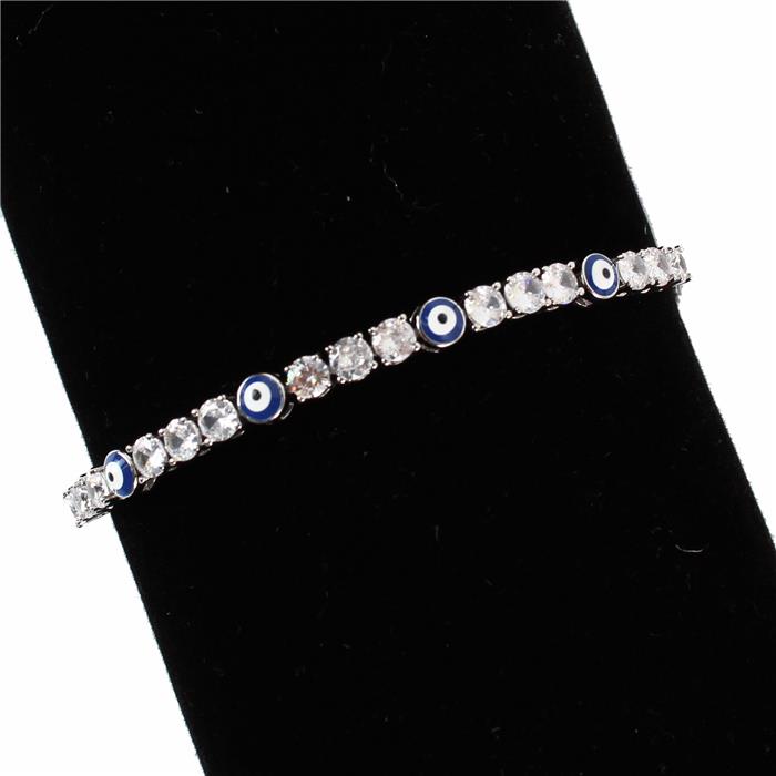 CZ Evil Eye Slide Bracelet