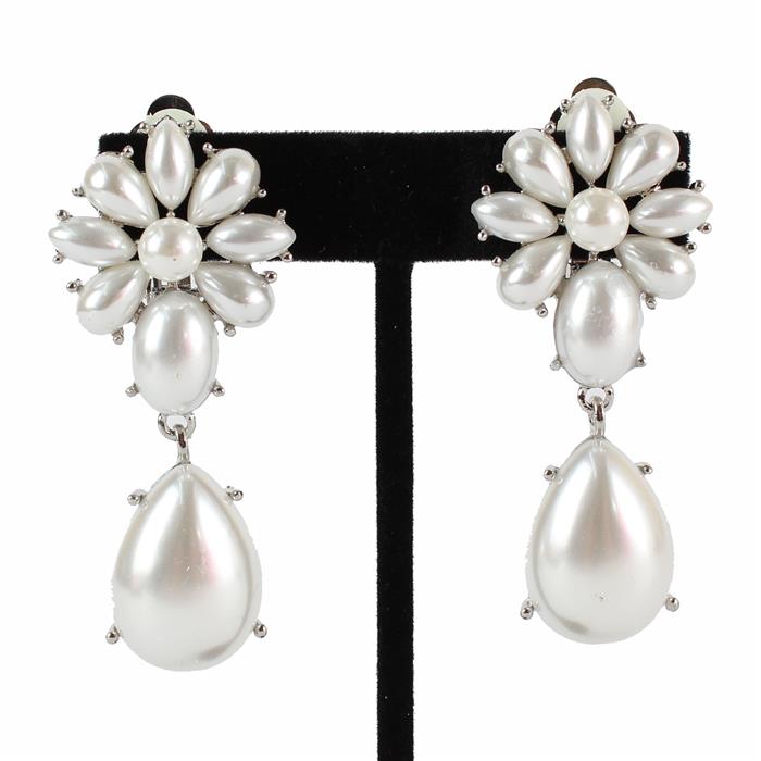 Clip On Pearl Dangle Earring