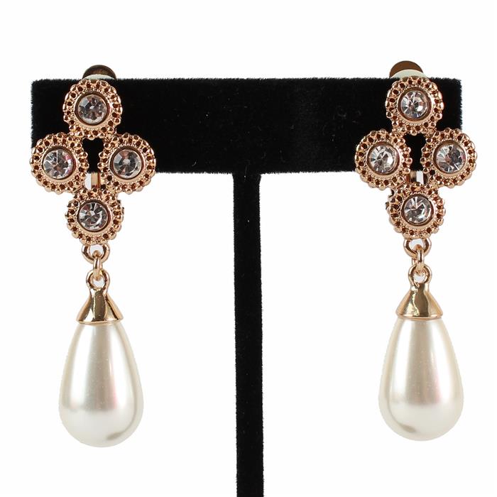 Clip On Pearl Dangle Earring