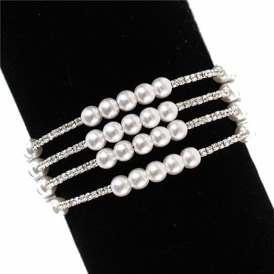 Rhinestones Pearl Cuff Bangle