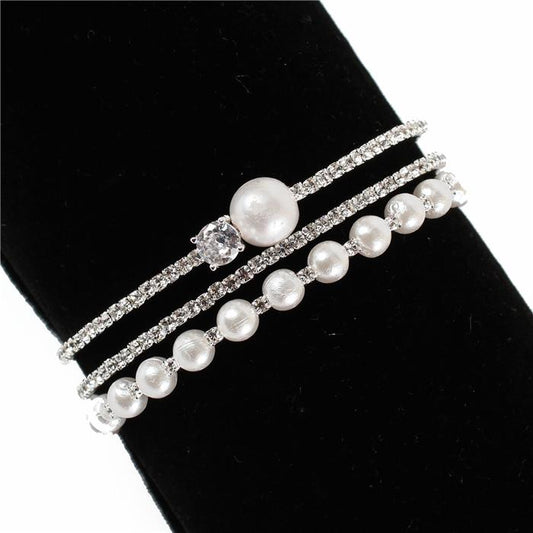 Rhinestones Pearl Cuff Bangle