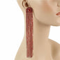 Rhinestones Fringes Long Earring