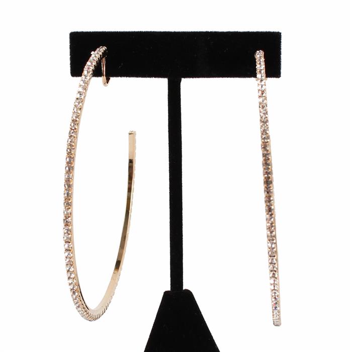 Clip On 80MM Rhinestones Hoop Earring