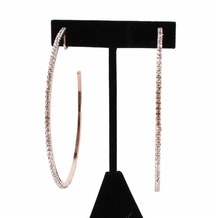 Clip On 80MM Rhinestones Hoop Earring