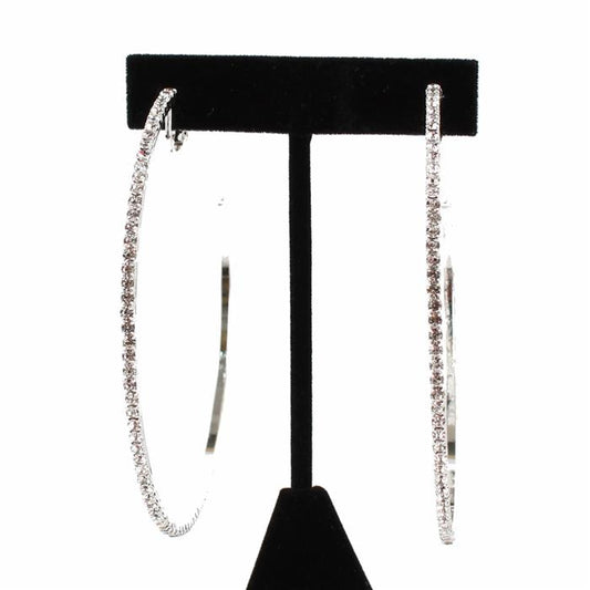 Clip On 80MM Rhinestones Hoop Earring