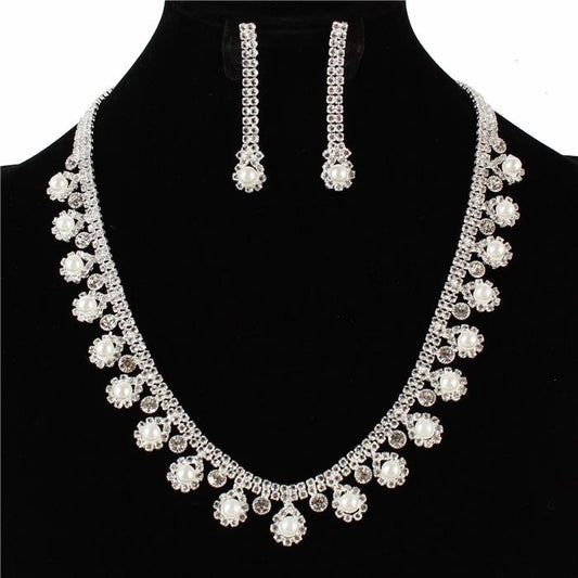 Pearl Rhinestones Necklace Set