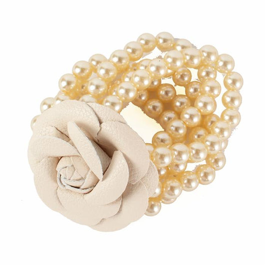 Pearl With Flower Stretch Bracelet