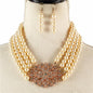 Crystal Pearl Necklace Set