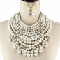 Pearl  7 Layereds Chunky Necklace Set