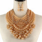 Pearl  7 Layereds Chunky Necklace Set