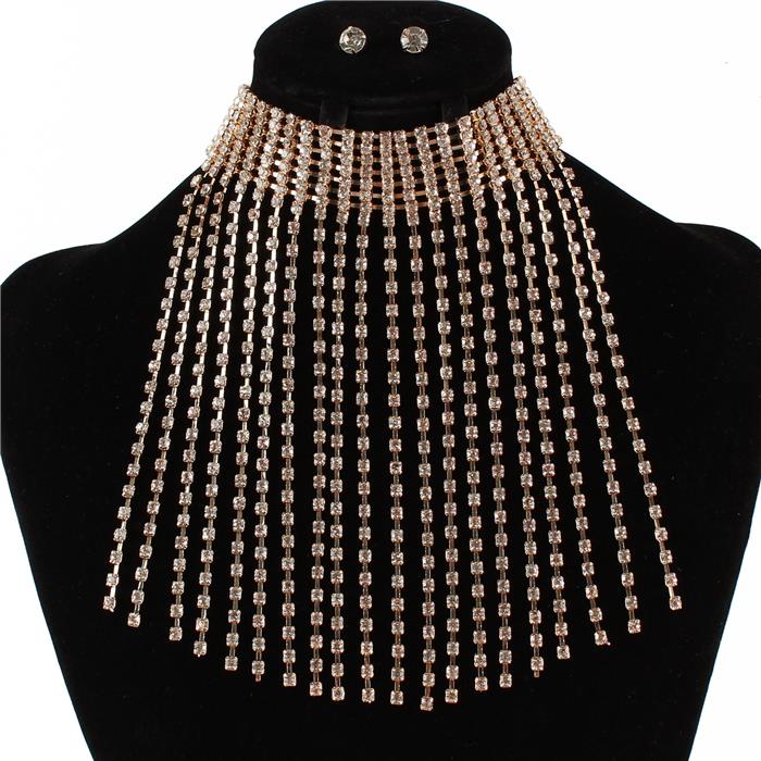 7 Line Rhinestones Choker Set