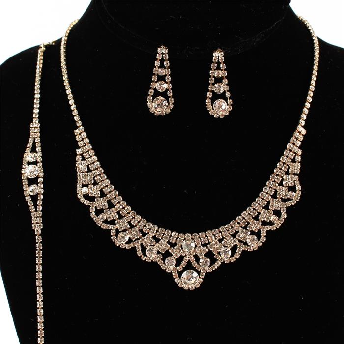 Rhinestones 3 pc Necklace Set