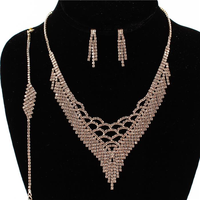 Rhinestones 3 pc Necklace Set