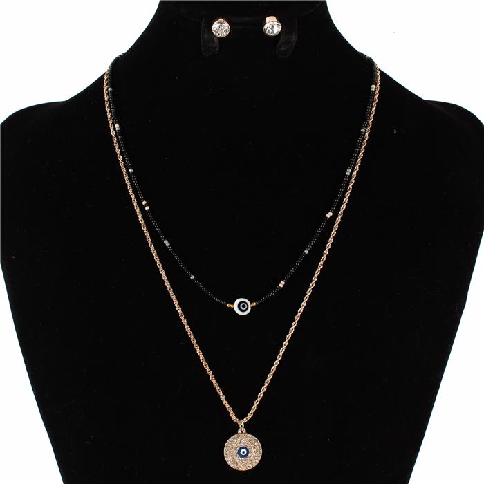 Evil Eye 2 Layered Necklace Set