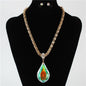 Fashion Crystal Tear Drop Charm Necklace Set