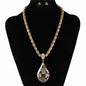 Fashion Crystal Tear Drop Charm Necklace Set