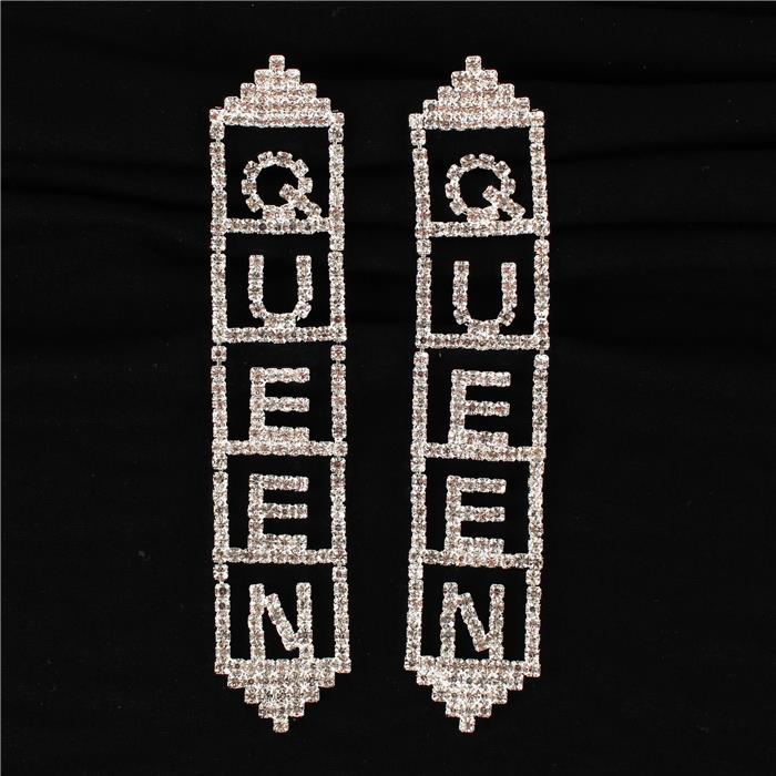 Queen Rhinestones Long Earring