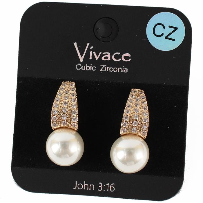 CZ  Pearl Earring