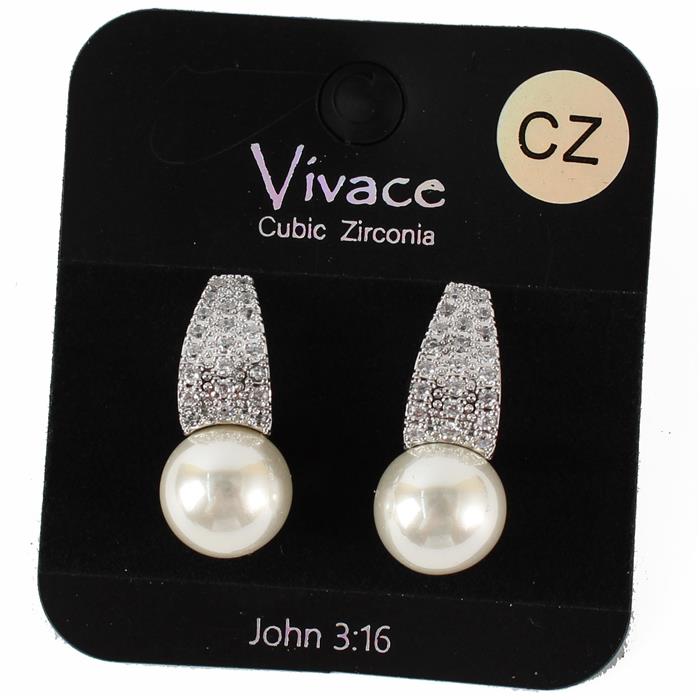 CZ  Pearl Earring