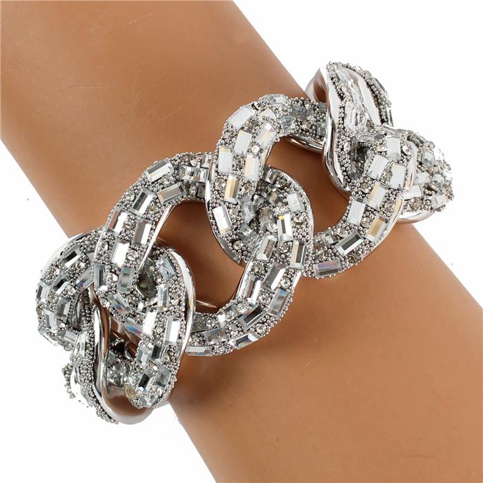 Crystal Stones Link Chain Bracelet