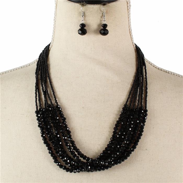 Crystal Multi Bead Necklace Set