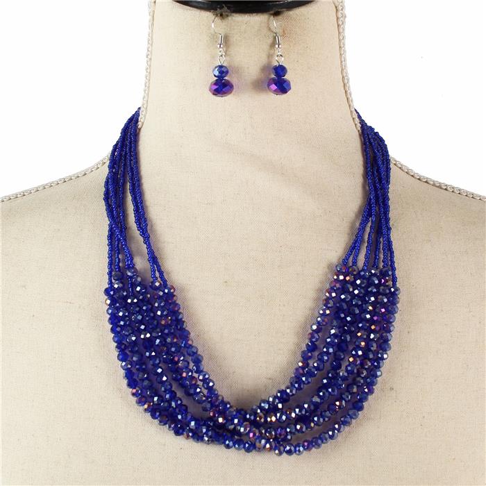 Crystal Multi Bead Necklace Set