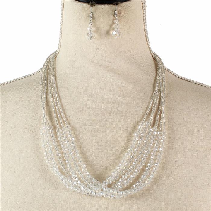 Crystal Multi Bead Necklace Set