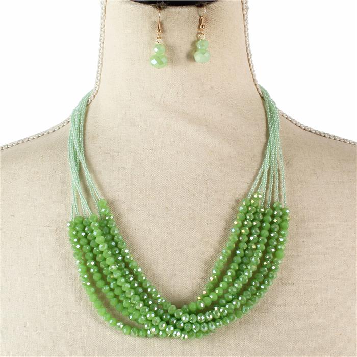 Crystal Multi Bead Necklace Set