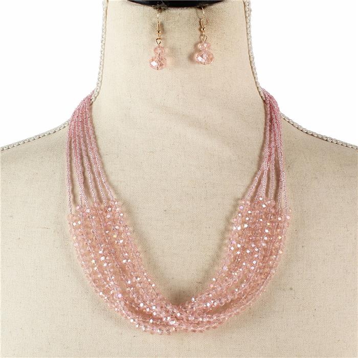 Crystal Multi Bead Necklace Set