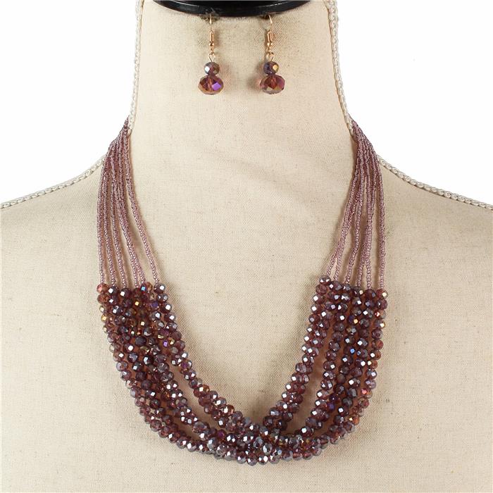 Crystal Multi Bead Necklace Set