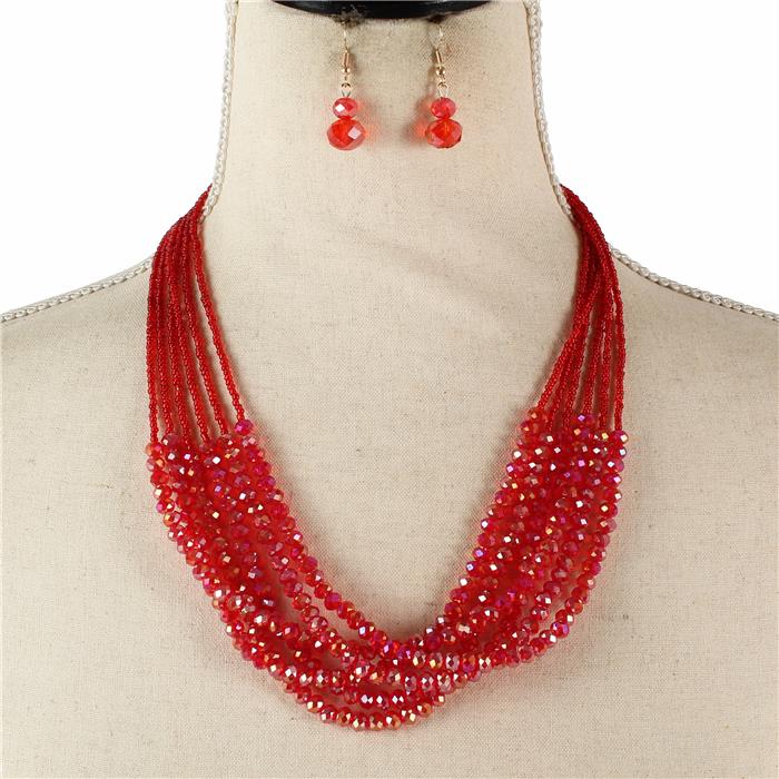 Crystal Multi Bead Necklace Set