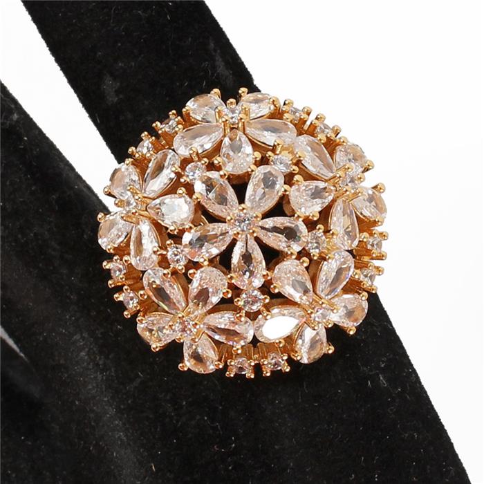 CZ Flower Round Ring