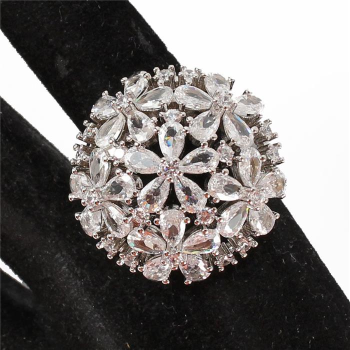 CZ Flower Round Ring