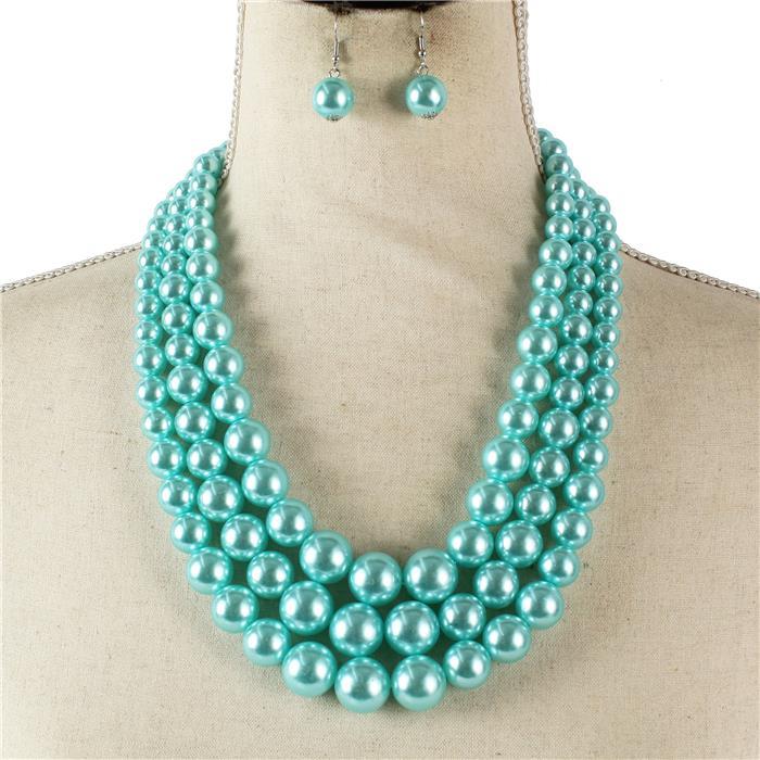 3 Layered Pearl Necklace Set