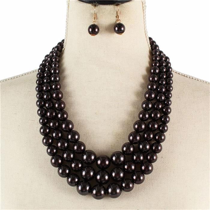 3 Layered Pearl Necklace Set