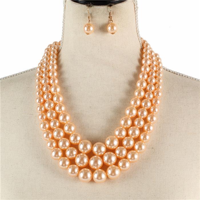 3 Layered Pearl Necklace Set