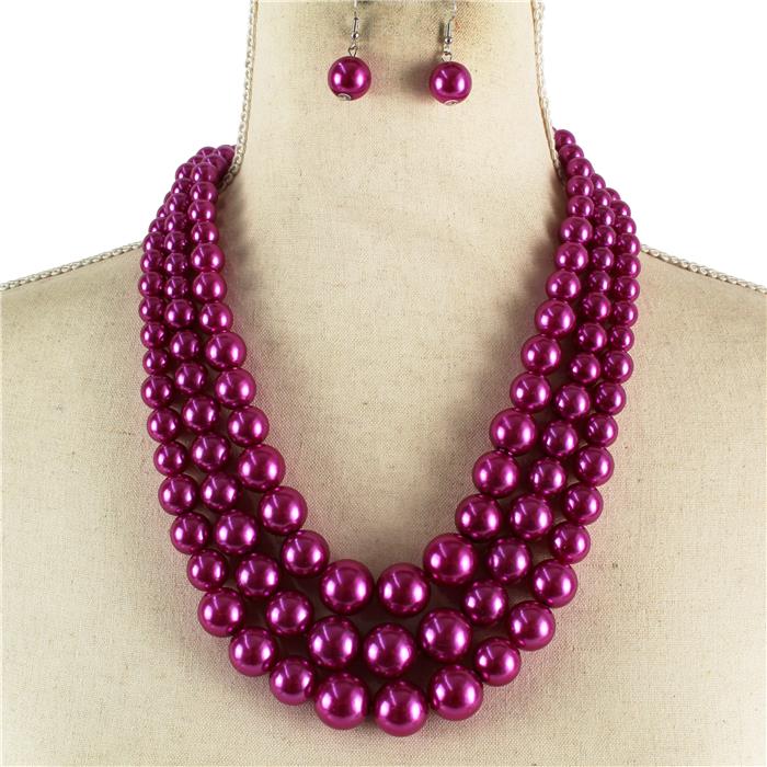 3 Layered Pearl Necklace Set