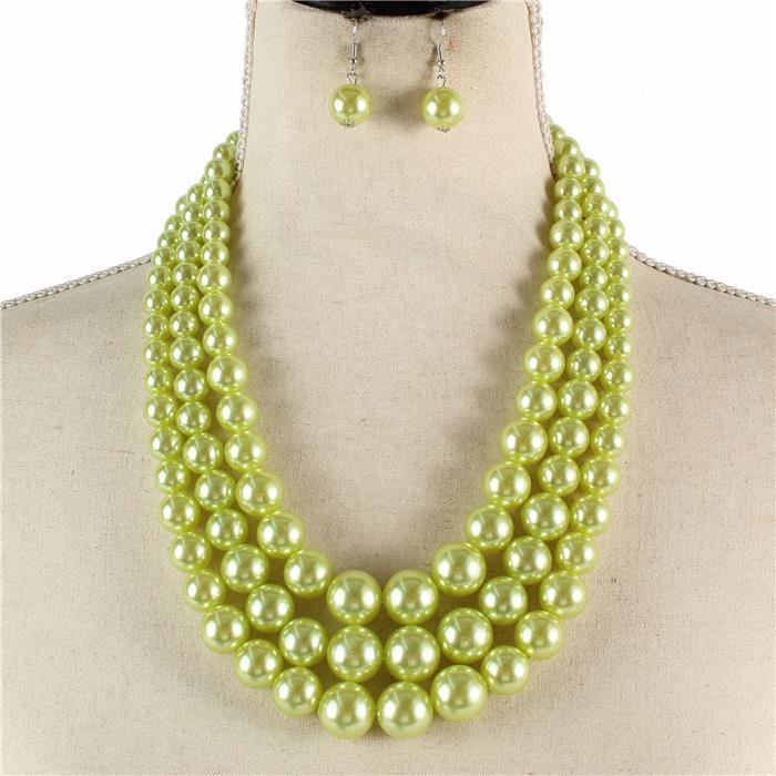 3 Layered Pearl Necklace Set