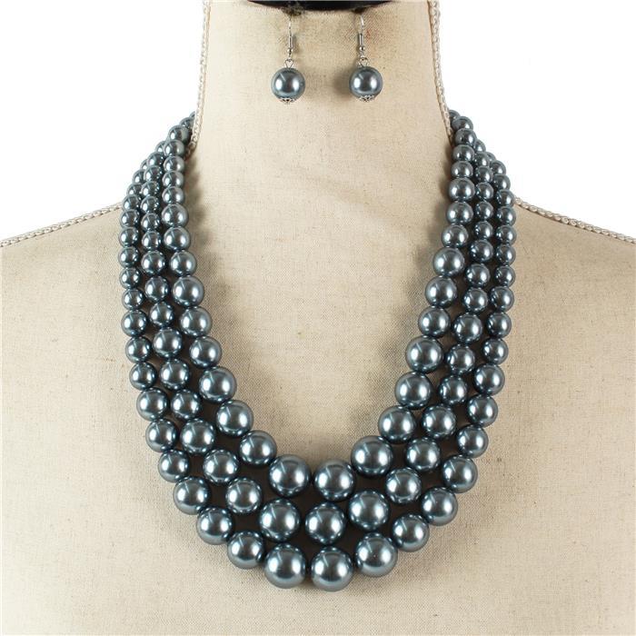 3 Layered Pearl Necklace Set