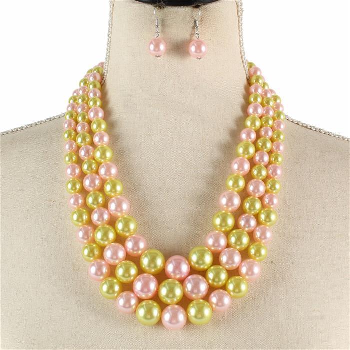 3 Layered Pearl Necklace Set