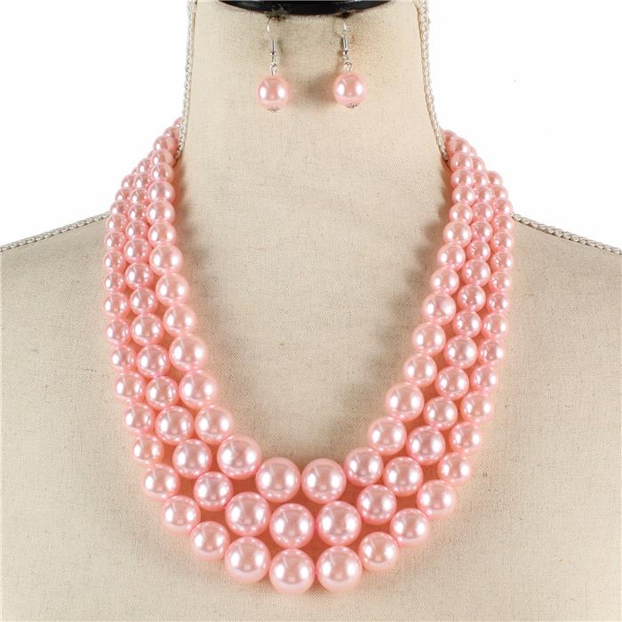 3 Layered Pearl Necklace Set