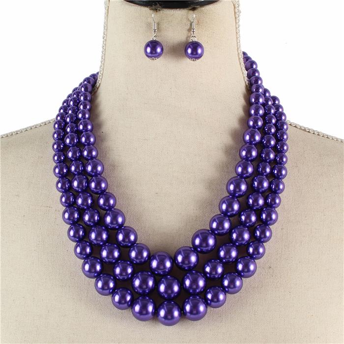 3 Layered Pearl Necklace Set