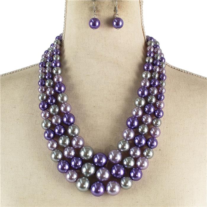 3 Layered Pearl Necklace Set