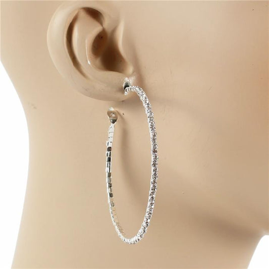 60 MM Rhinestones Hoop Earring